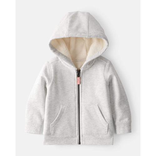 Baby Girl DayDream Fleece Long-Sleeve Hooded Zip-Up Jacket - Grey | Carter's