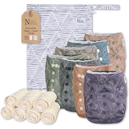 Nora's Nursery Cloth Diapers | 7 Pack | Waterproof,Reusable and Washable
