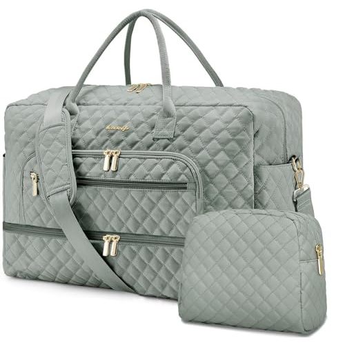 Large Women Travel Duffle Bag - Carry on Overnight Bag Weekend Travel Duffel Tote Bag Yoga Gym Bag with Wet Pocket Toiletry Weekender Overnight Bag for Travel Business Trips Sport Hospital