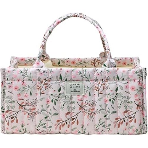 Diaper Caddy Organizer,Cute Floral Nursery Storage Basket,Soft Portable Changing Table Car Caddy Organizer Gift