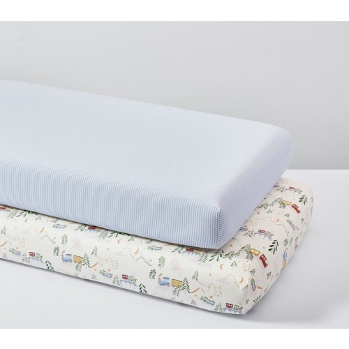 Trains Organic Crib Sheet Bundle - Set of 2