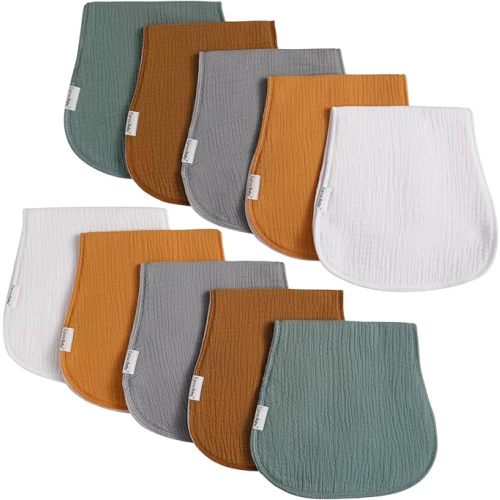 Muslin Burp Cloths for Baby,Organic Cotton Burping Cloths for Babies Boys Girls,Large Spit Up Rags Extra Soft and Absorbent 10 Pack