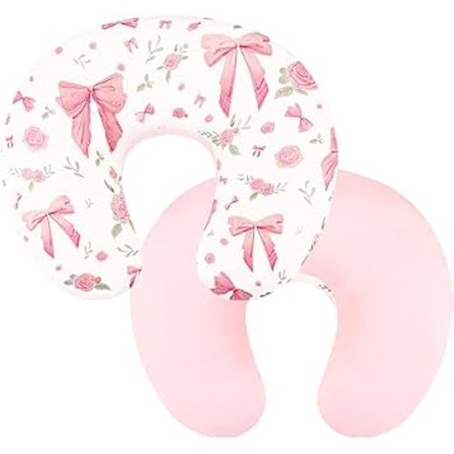 Nursing Pillow Cover, Ultra Soft Breastfeeding Pillow Covers for Newborn Baby Boys and Girls, Easy Removal and Machine Washable Slipcover, 1 Pillowcase Only (Pink Rose)