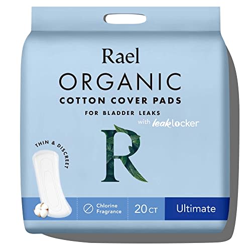 Rael Incontinence Pads for Women, Organic Cotton Cover (Ultimate, 20 Ct) | Postpartum Essentials, Ultimate Absorbency, Bladder Control, 4-Layer Core, Leak Guard Technology, Long Coverage, Daily Use