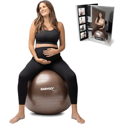 BABYGO Birthing Ball - Pregnancy Yoga Labor & Exercise Ball & Book Set Trimester Targeting, Maternity Physio, Birth & Recovery Plan Included Anti Burst Eco Friendly
