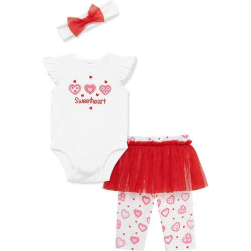 Sweetheart Embroidered Bodysuit, Tutu Leggings & Headband Set, 9M