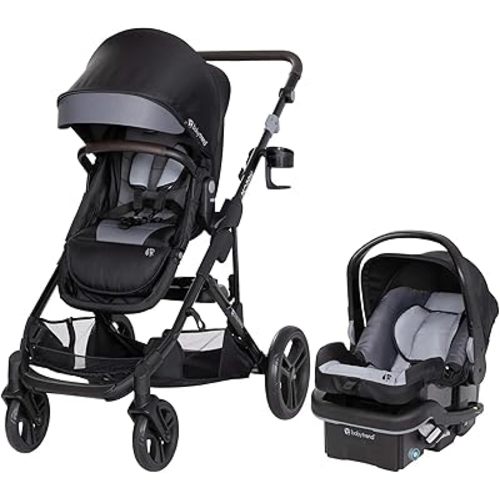 Baby Trend Single to Double Stroller & EZ-Lift Plus Infant Car Seat Combo, Dash Black - Lightweight and Compact Travel System Tandem for Babies, Infants, and Toddlers