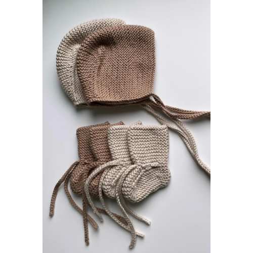 Hand-Knitted Cotton Baby Bonnet and Socks Set: Newborn to 12 Months