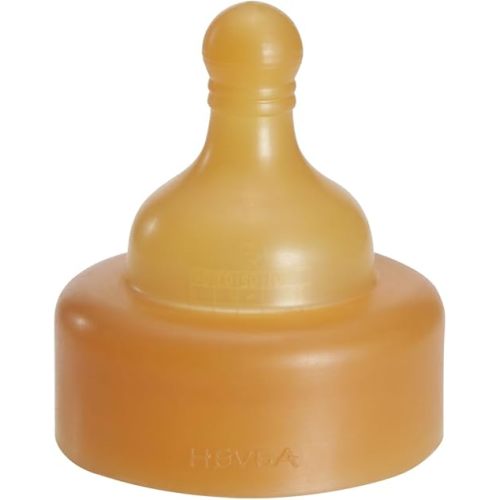 HEVEA Wide Neck Baby Bottle Nipple - Medium Flow Glass Bottle Nipple for Babies and Toddlers - Single-Pack - 100% Natural Rubber 3+ Months