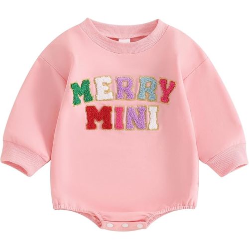 Baby Girl Boy Cute Letter Gingerbread Man Embroidered Sweatshirt Romper Infant Newborn Christmas Outfit