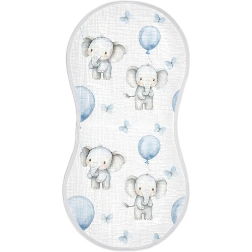 vvfelixl Baby Burp Cloths Elephant Blue Balloon Baby Newborn Cotton Burping Cloths Set Babys Washcloths 4 Pack
