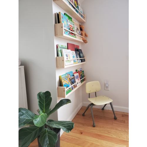 Nursery Bookshelf, "Waterfall" Corner Joint, Nursery Decor, Natural Pine (Classic Design) Custom Sizing Available, Modern, Joinery