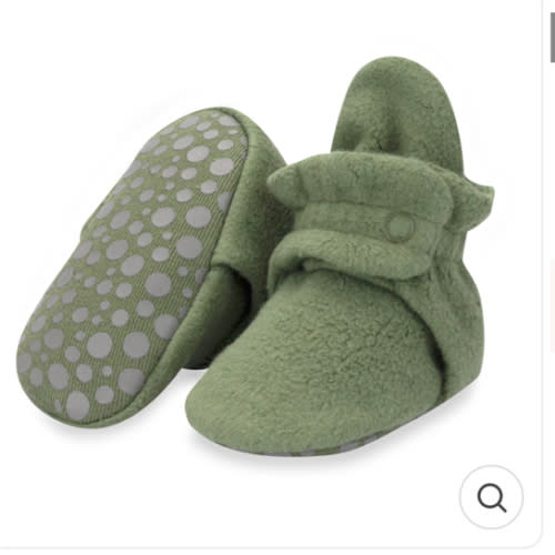 Zutano Cozie Fleece Stay-On Baby Bootie Slipper - Olive