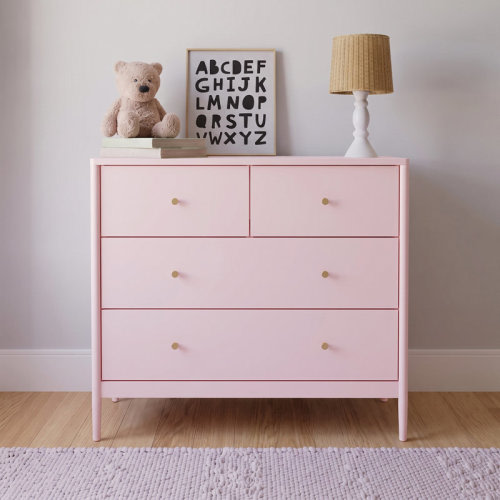 Red Barrel Studio® White 4-Drawer Kids Dresser, Wooden Storage Cabinet for Toddler Bedroom, Nursery, Closet, Baby Nightstand Organizer for Living Room or Apartment, 35.4" Wide | Wayfair