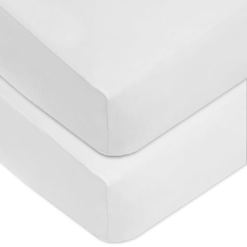 American Baby Company 2 Pack 100% Natural Cotton Fitted Mini Crib Sheets 38" x 24" - Soft & Breathable Small Nesting Portable Sheets, Fits Pack N Play Mattresses, Snow White, for Boys & Girls
