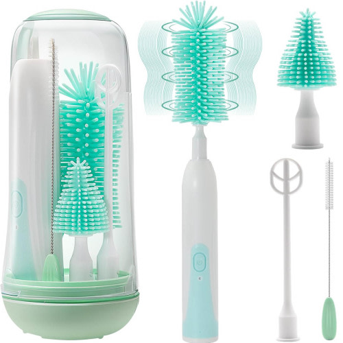IFCOW Baby Bottle Brush ,Electric Baby Bottle Cleaning Brush Set, 360° Silicone Baby Bottle and Nipple Brush Cleaner ,BPA-free