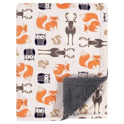 Hudson Baby Infant Boy Plush Blanket with Faux Shearling Back, Boy Forest, One Size