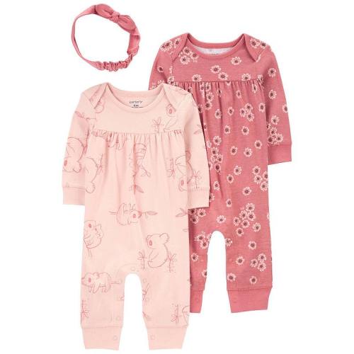 Baby Carter's Pink Floral 3-Piece Jumpsuit Set