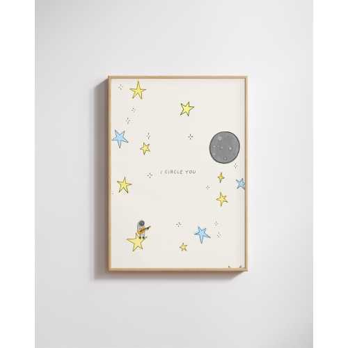 Hand-Drawn Orbiter Astronaut Art Print: Noah Lyrics Inspired (Physical Poster)