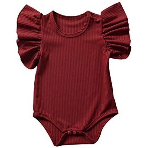 Newborn Infant Baby Girl Solid Ruffle Romper Bodysuit Jumpsuit Casual Clothes One Piece Outfit