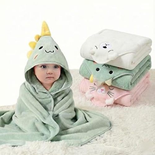 Hooded Baby Towel - 3 Pack Premium Soft Bath Towel for Baby, Newborn,Infant - Ultra Absorbent,Natural Baby Stuff Towel, Soft Coral Velvet Coral Fleece Bath Towel for Boys and Girls