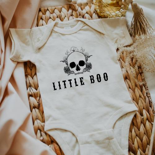 Little Boo Halloween Baby Bodysuit, Cute Floral Skull Baby One Piece Jumper, Halloween Birthday Outfit, Gothic Baby Outfit Baby Gift NOVA