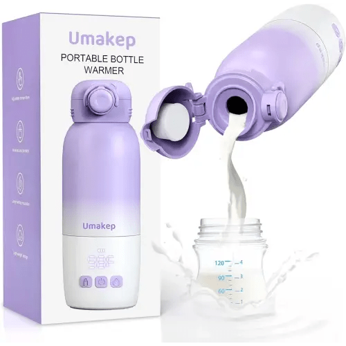 Portable Bottle Warmer for Travel: Large 12oz Capacity with Dual Heating Modes for Breast Milk & Water, Fast Heating Smart Temperature Control, Portable Milk Warmer Gifts for New Mom Purple