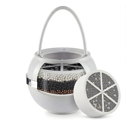 Crystal Quest Bath Ball Filter for Tub Faucet, Bathtub Water Filter, BPA-Free Bathtub Filter, Removes Chlorine, Lead & Impurities, Improves Skin, Hair & Nails, Long Lasting, Fits Most Tubs - White