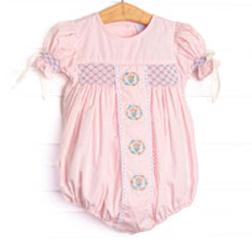 Bleu: Rosamund Smocked Bubble, Pink – Stitchy Fish