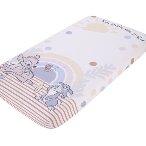 NoJo Disney B is for Bambi Tan, Gray, Blue, and White You Make Me Smile Photo Op Fitted Crib Sheet