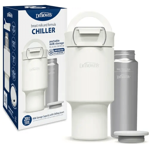 Dr. Brown's Breast Milk & Formula Chiller, Portable Insulated Storage for Breast Pumping and Bottle Feeding, 20 oz/590 mL Capacity, Arctic White, BPA-Free