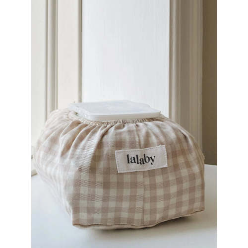 Lalaby wet wipe cover- beige gingham