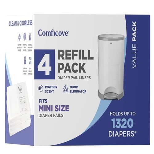 Comficove Refills Compatible with DEKOR MINI Diaper Pails | 4 Pack | Extra Thick Diaper Pail Refill Liners | Fresh Scent | Easy to Replace and Dispose of Diaper Bag | Odorless Baby Diapers Disposal