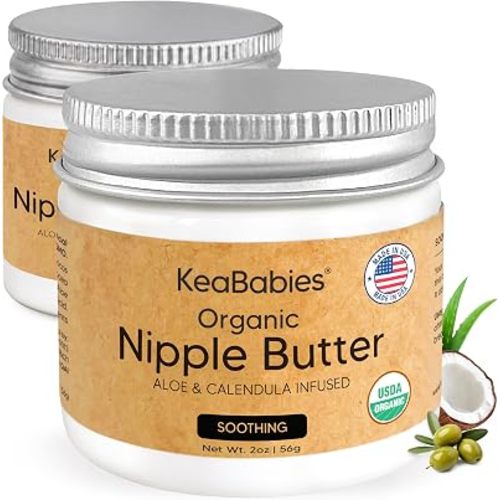 2pk Organic Nipple Butter for Cracked, Sore, Relief, Safe (Soothing, 2oz)