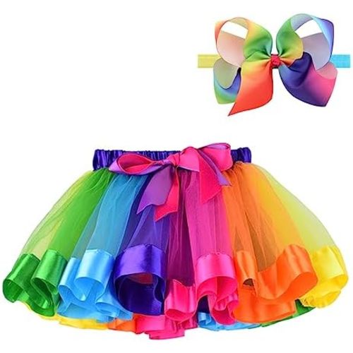 BGFKS LayeredTulle Rainbow Tutu Skirt for Newborn Baby Girls 1st Birthday Photography Outfit Sets.