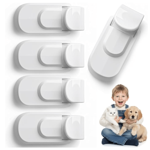 2026 Upgrade Snap on Door Lock for Kids-Automatically Locks Upon Closing, Bi-Directional Operation Supported, No Drilling, Child & Pet Proof Locks Can't Reach or Defeat, Fits Most Door Handles (5pcs)