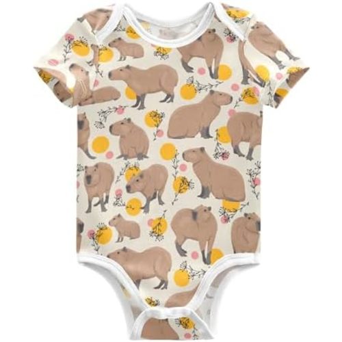 JHKKU Unisex Baby Bodysuit Boy Girl Clothes Soft Cotton Newborn Infant Outfit Shrot Sleeve Romper 0-24 Months