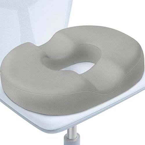 BlissTrends Donut Pillow Seat Cushion,Donut Chair Cushions for Postpartum Pregnancy & Hemorrhoids,Tailbone Pain Relief Cushion,Memory Foam Lifting Cushions for Office&Home Chairs (Light Grey)