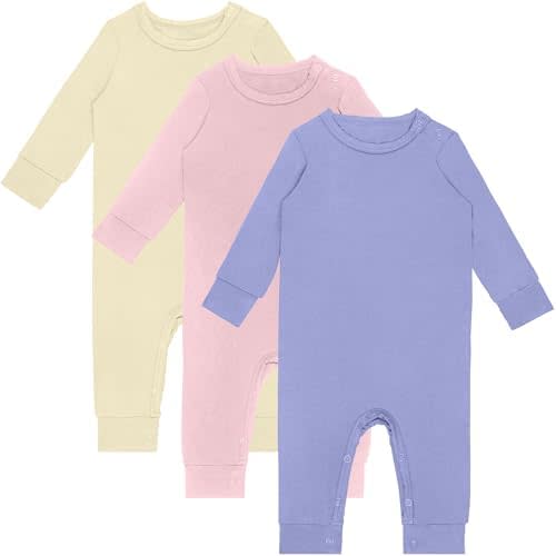 GUISBY Rayon Baby Pajamas, Long Sleeve with Snap Closure Pajamas Sleepers