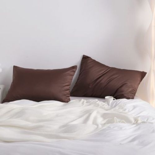 2 Pack Satin Zippered Pillowcases, Soft Silky-Smooth Pillow Covers for Hair and Skin - NTBAY