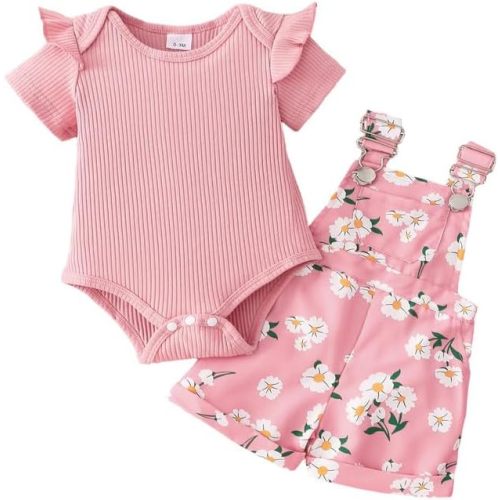 Baby Girl Clothes Summer Outfits Toddler Short Set Infant Gifts Newborn Pink Ice Cream Overall Shorts