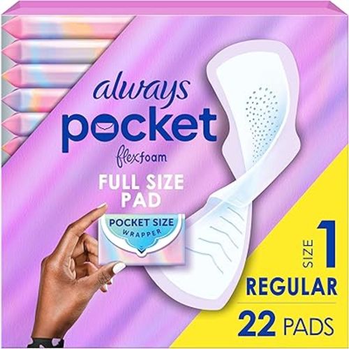 Always Pocket Flexfoam Pads, Size 1, Regular, with Wings, 22 Count