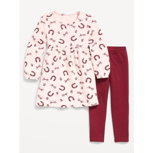 Long-Sleeve Waffle-Knit Dress and Leggings Set for Toddler Girls | Old Navy