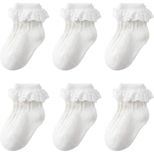 Zumou Toddler Lace Socks Girls Ruffle Eyelet Frilly Princess for Baby Little Kids