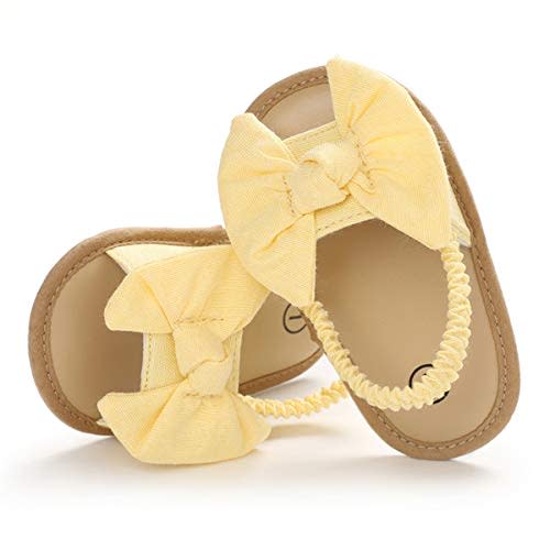 COSANKIM Infant Baby Girls Summer Sandals with Flower Soft Sole Newborn Toddler First Walker Crib Dress Shoes