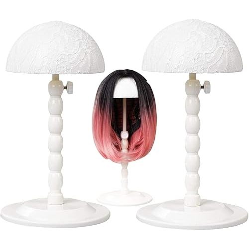 Youngther 2Pcs Wig Stand Adjustable Height Hat Display Portable Folding Wig Head Holders Plastic Wig Stand for Styling Wig Hair Drying Display(2 PCS (PACK OF 2) )(PACK OF 2)