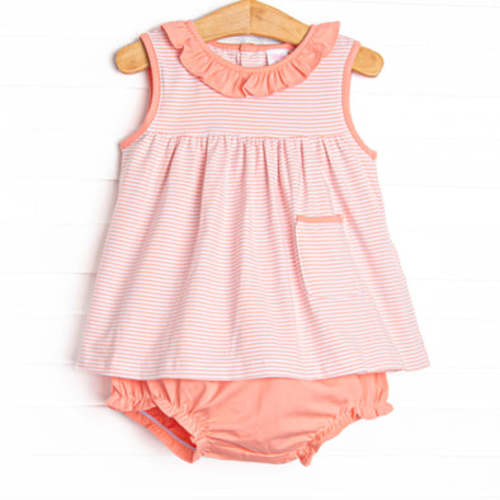 Jane Ruffle Diaper Set, Peach Stripe – Stitchy Fish
