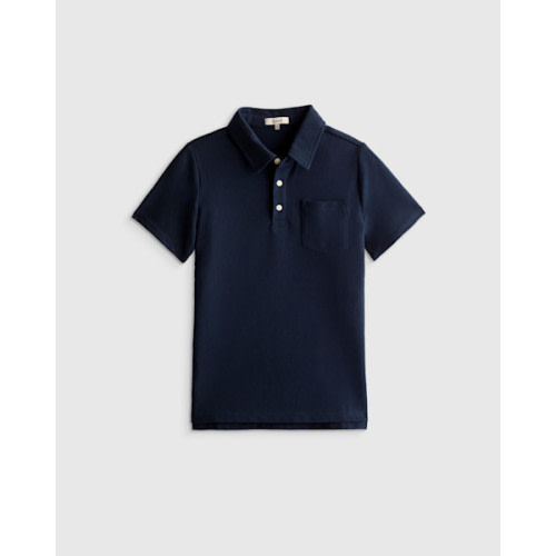 Organic Cotton Short Sleeve Pique Polo - Kid in Navy
