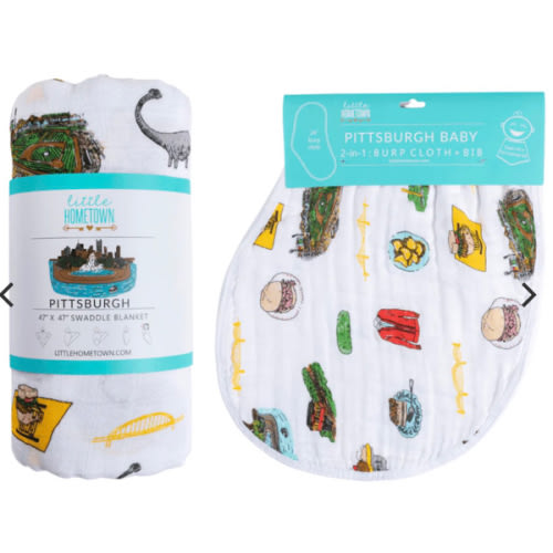 Pittsburgh Baby Swaddle & Burp Cloth Combo – Little Hometown
