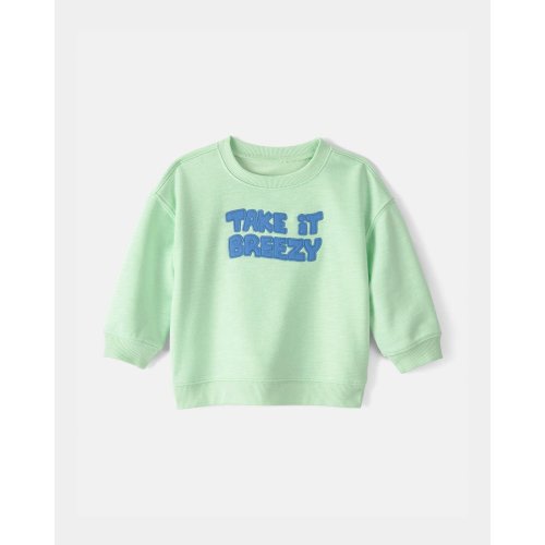 Baby 'Take It Breezy' French Terry Pullover Sweatshirt - Green | Carter's